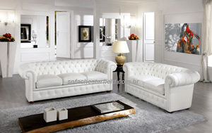 sofá chesterfield couro branco com 3 e 2 lugares sofá chesterfield branco 3 e 2 lugares