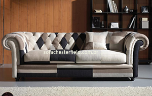 sofá 3 lugares modelo chesterfield em patchwork sofá chesterfield em patchwork