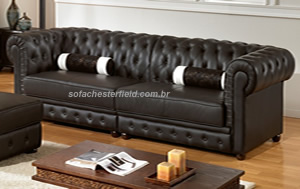 sofá chesterfield de couro preto com quatro lugares sofá chesterfield preto