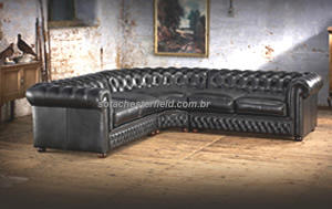 sofá de canto modelo chesterfield em couro sofá canto chesterfield